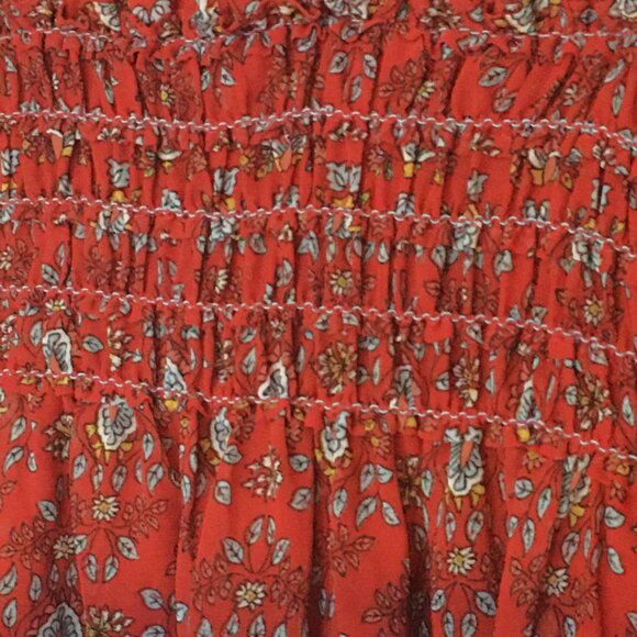 MAX STUDIO ☮ Crepe Long Sleeve Tiered Short Dress with Smocked Waist NEW!! - Picture 5 of 11